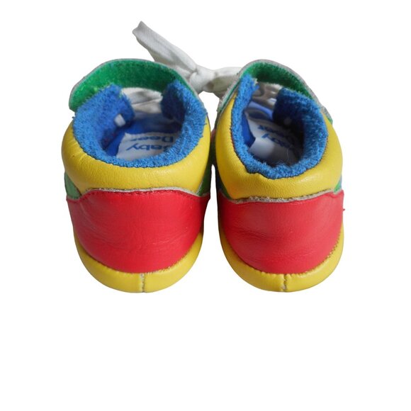 Baby Deer Size 2 Multicolor Leather Baby Shoes tie and hook and loop close - Picture 3 of 6